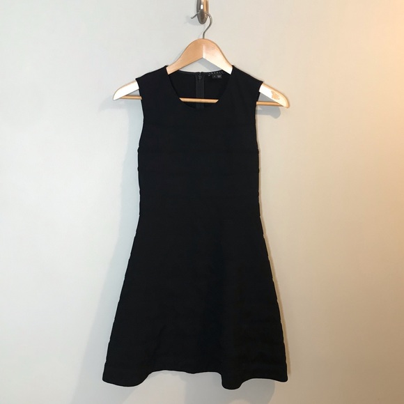 SOLD|||THEORY Black Striped Fit And Flare Dress 0 - Picture 2 of 8